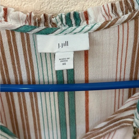 J. Jill Striped Tiered Tunic Tank Top XS Boho‎ Lightweight Tassels - Picture 4 of 6
